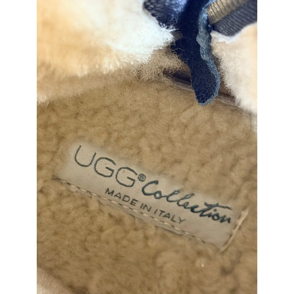 UGG Collection Abree Short Stingray Boots Women 11 Blue Shearling Italy 1009206